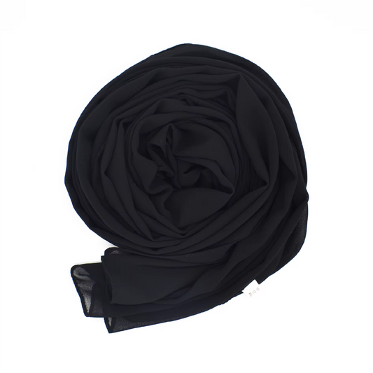 Plain Georgette Chiffon Hijab- Black