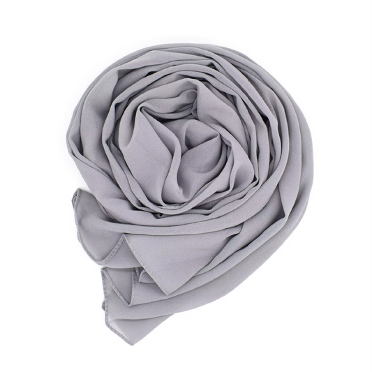 Plain Georgette Chiffon Hijab- Silver Light Grey